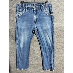 Wrangler Jeans Mens 36x30 47MWZPW Cotton Straight Light Wash Denim Low Rise Blue